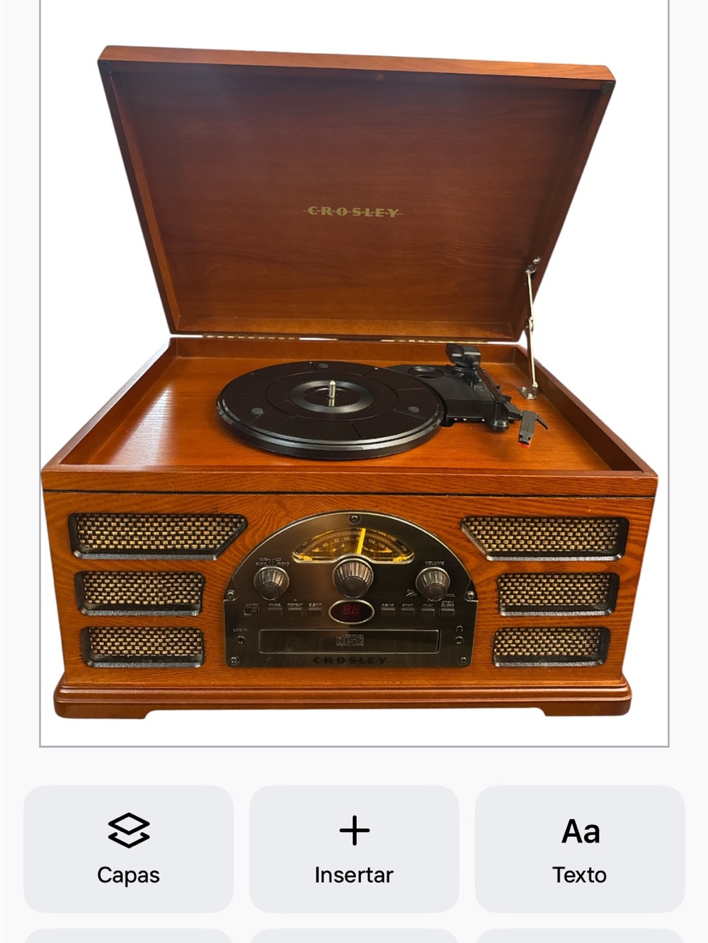 Crosley Wooden Finish Turntable Stereo — Brown & Black Accents